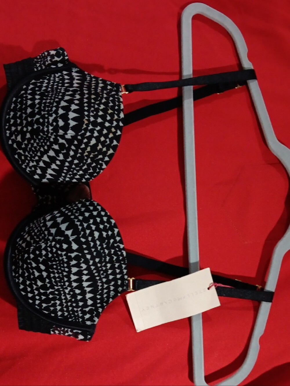 Stella McCartney Black & White Geometric Push-Up Bra